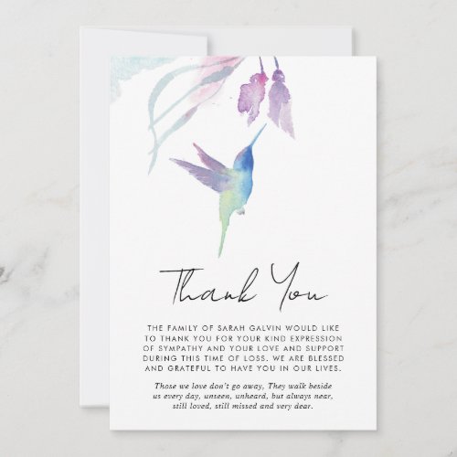 Hummingbird Floral Watercolor Photo Memorial