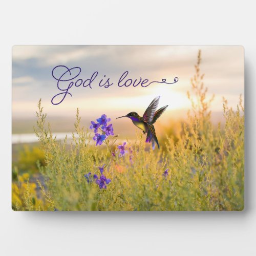 Hummingbird Flower Bible Verse Easel Plaque