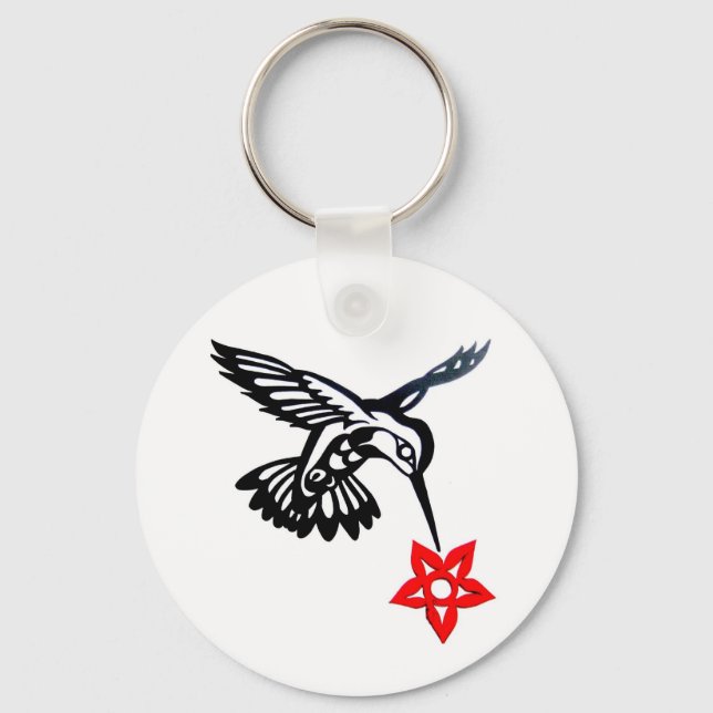 Hummingbird & Flower Edited.jpg Keychain (Front)