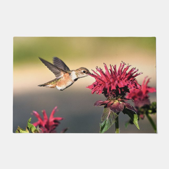 Hummingbird Flower Feeding Doormat (Front)