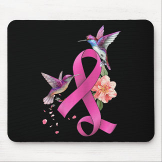 Hummingbird Flower Pink Ribbon Breast Cancer Aware Mouse Pad