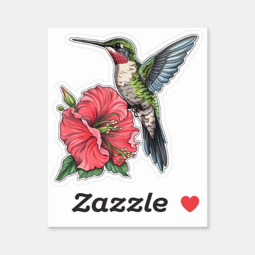 Hummingbird Flower Sticker