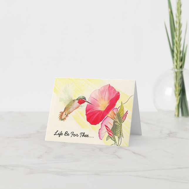 Hummingbird & Flower Sweet Summer's Day Note Card (Front)