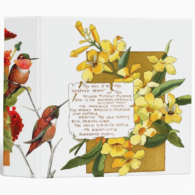 Hummingbird Flowers Bermuda Island Floral Poem Binder (Front/Spine)