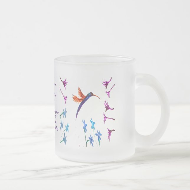 Hummingbird Flowers Custom Frosted Glass Coffee Mug (Right)
