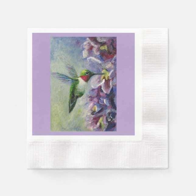 Hummingbird & Flowers Paper & Party Napkins (Front)