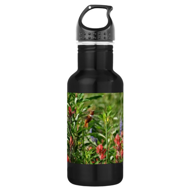 Hummingbird Flowers Water Bottle (Front)