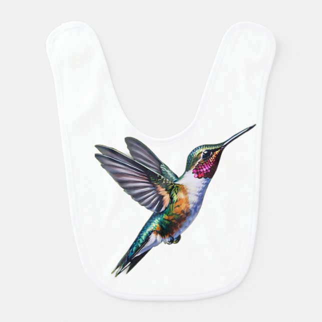 Hummingbird flying baby bib (Front)