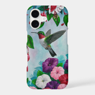 Hummingbird Flying in Flower Garden iPhone 17 Case