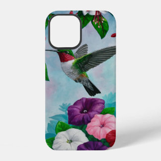 Hummingbird Flying in Flower Garden iPhone 12 Case
