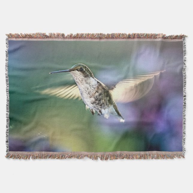 Hummingbird Flying Throw Blanket (Front)