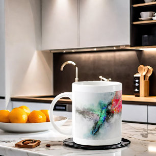 Hummingbird flying with flower Watercolor - 01 Coffee Mug