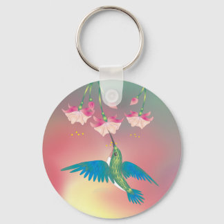 HUMMINGBIRD & FUCHSIA by SHARON SHARPE Keychain