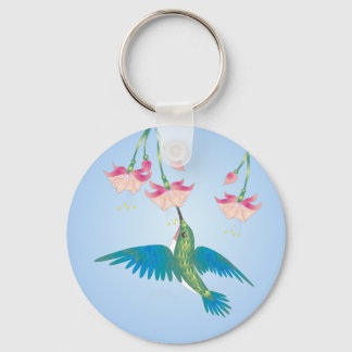 HUMMINGBIRD & FUCHSIA by SHARON SHARPE Keychain