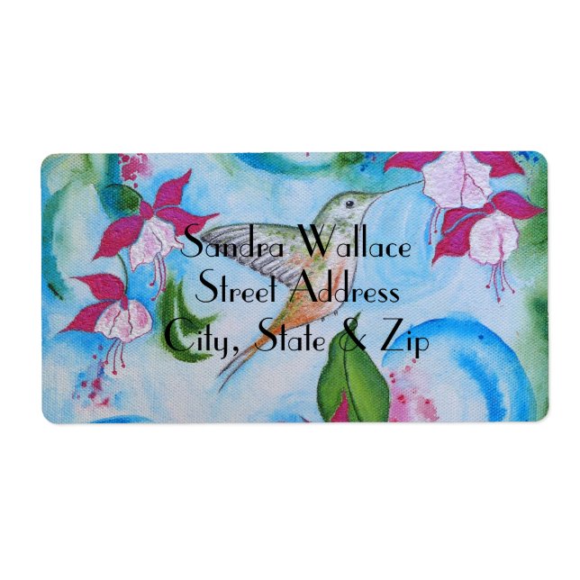 Hummingbird & Fuchsia Wedding Return Address Label (Front)