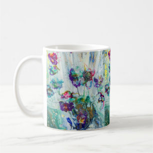 Hummingbird garden abstract painting coffee mug