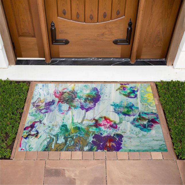 Hummingbird garden abstract painting  doormat (Outdoor)
