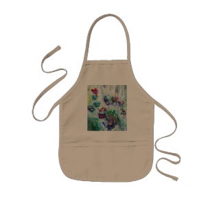 Hummingbird garden abstract painting kids' apron