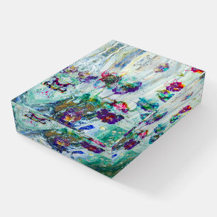 Hummingbird garden abstract painting paperweight