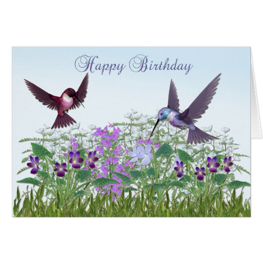 Hummingbird Garden Birthday Card