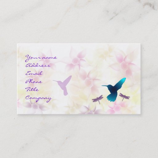 Customizable Hummingbird Garden Business Card Template
