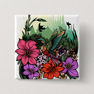 Hummingbird Garden Button