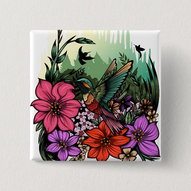 Hummingbird Garden Button (Front)