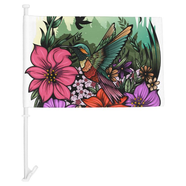 Hummingbird Garden Car Flag (Front)