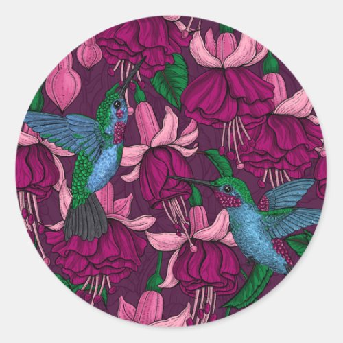 Hummingbird garden classic round sticker