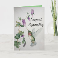 Hummingbird Garden Deepest Sympathy Watercolor