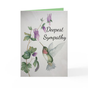 Hummingbird Garden Deepest Sympathy Watercolor Card