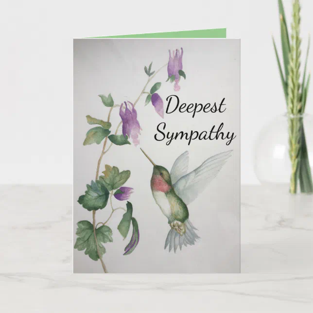 Hummingbird Garden Deepest Sympathy Watercolor Card | Zazzle