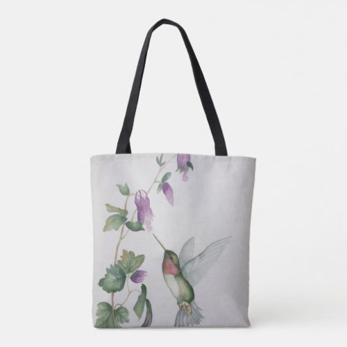 Hummingbird Garden Elegant Watercolor Painting Tote Bag