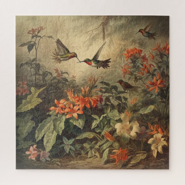 Hummingbird Garden Fine Art Activity – Vintage  Jigsaw Puzzle (Vertical)