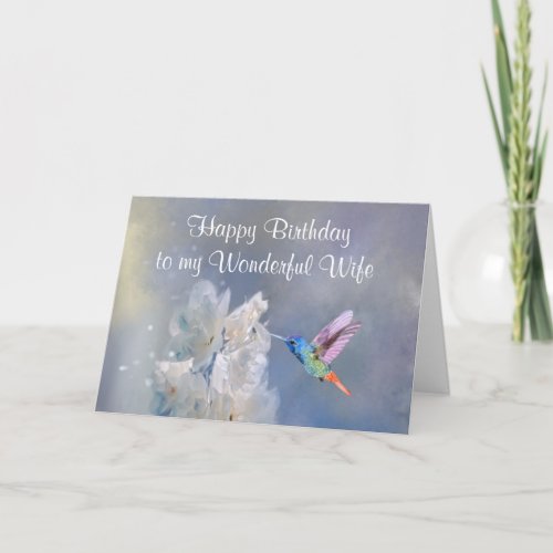 Hummingbird Garden Flower Birthday Special Wife Card