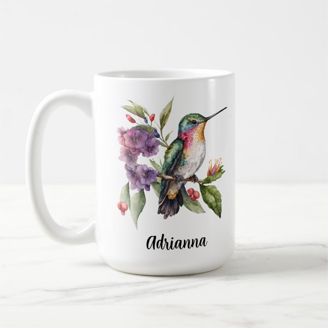 Hummingbird Garden Flowers Springtime Coffee Mug (Left)