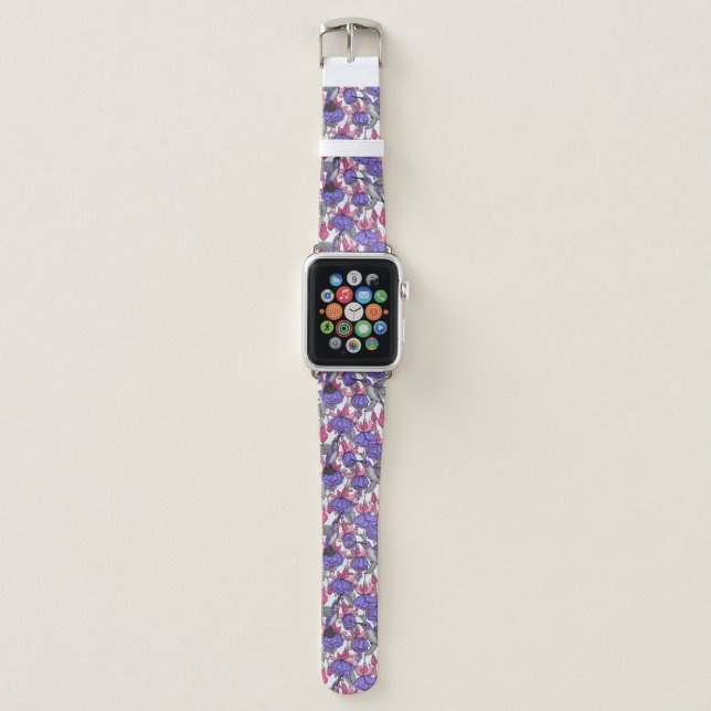 Hummingbird garden in melrose and pink apple watch band (Front)