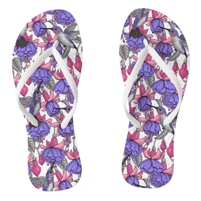 Hummingbird garden in melrose and pink flip flops (Footbed)