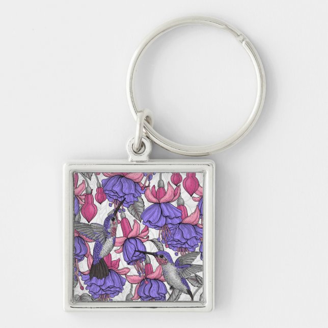 Hummingbird garden in melrose and pink keychain (Front)