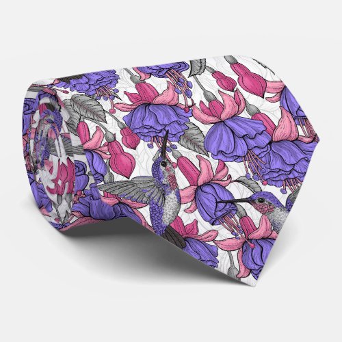 Hummingbird garden in melrose and pink neck tie