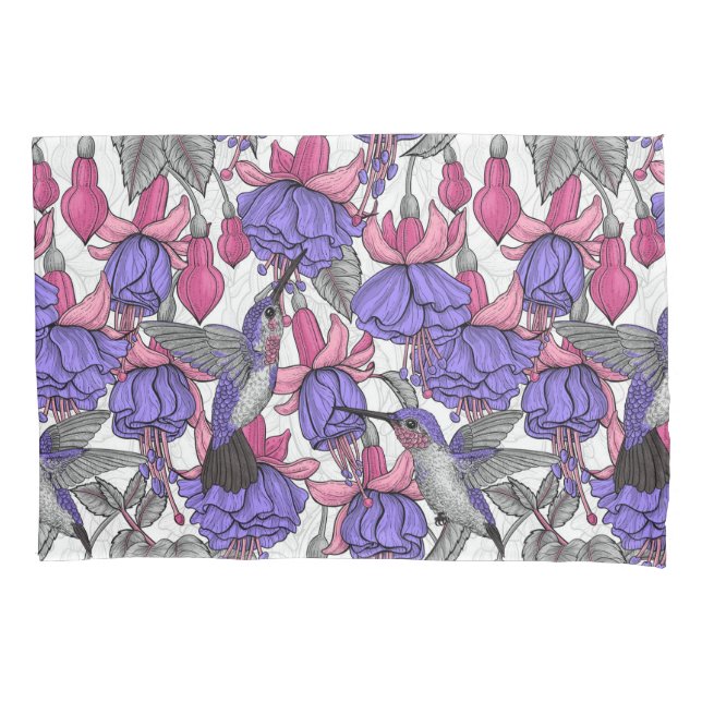 Hummingbird garden in melrose and pink pillow case (Front-Left)