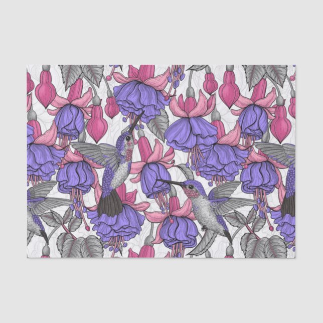 Hummingbird garden in melrose and pink tissue paper (Front)