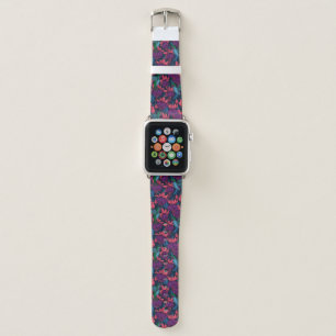 Hummingbird garden in purple and blue apple watch band