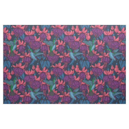 Hummingbird garden in purple and blue fabric