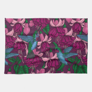 Hummingbird garden kitchen towel