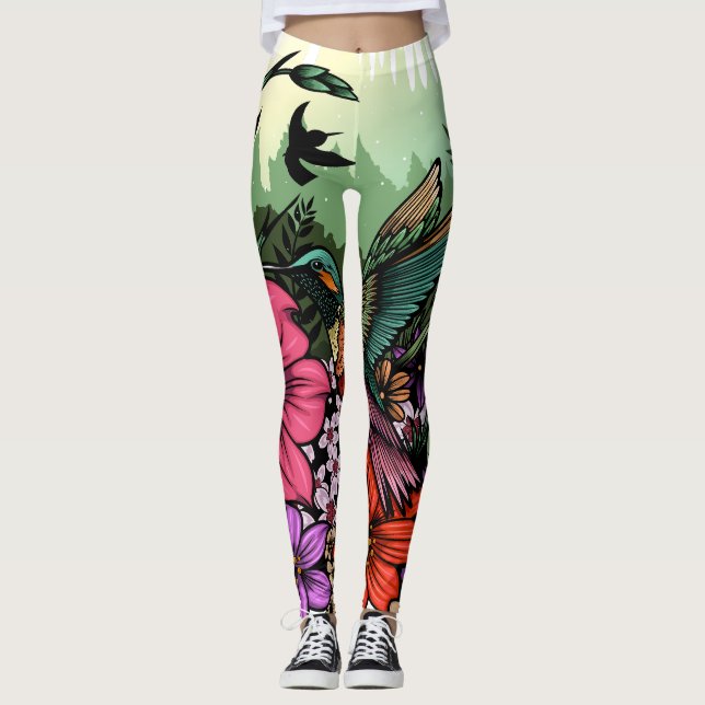 Hummingbird Garden Leggings (Front)
