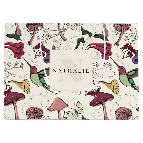 Hummingbird Garden Monogram Large Gift Bag