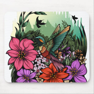 Hummingbird Garden Mouse Pad