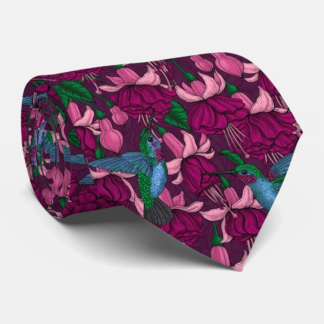 Hummingbird garden neck tie (Rolled)