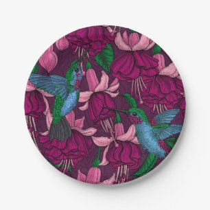 Hummingbird garden paper plates